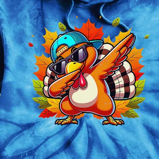 Funny Dancing Turkey Groove Thanksgiving Holiday Tie Dye Hoodie