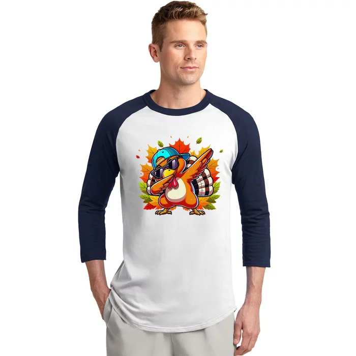 Funny Dancing Turkey Groove Thanksgiving Holiday Baseball Sleeve Shirt