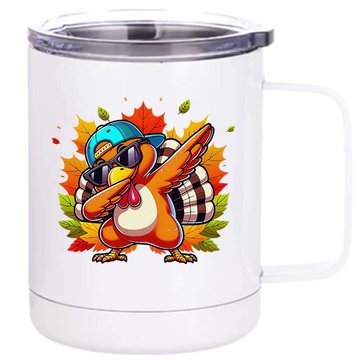 Funny Dancing Turkey Groove Thanksgiving Holiday Front & Back 12oz Stainless Steel Tumbler Cup