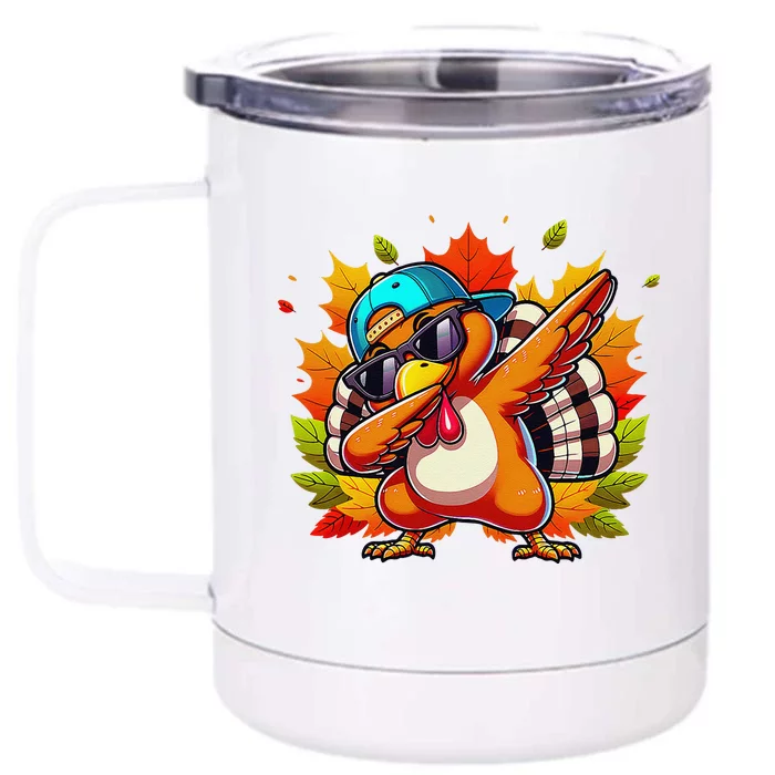 Funny Dancing Turkey Groove Thanksgiving Holiday Front & Back 12oz Stainless Steel Tumbler Cup