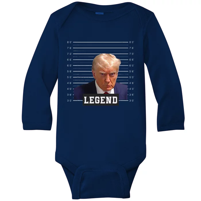 Free Donald Trump Mug Shot Republican President MAGA 2024 Baby Long Sleeve Bodysuit