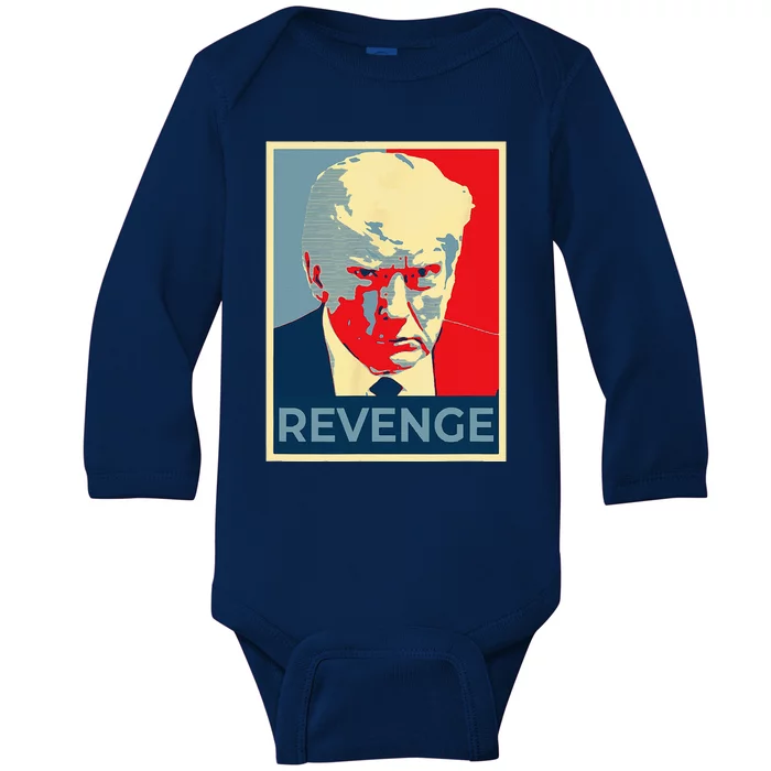 Free Donald Trump Mug Shot Republican Revenge MAGA 2024 Baby Long Sleeve Bodysuit