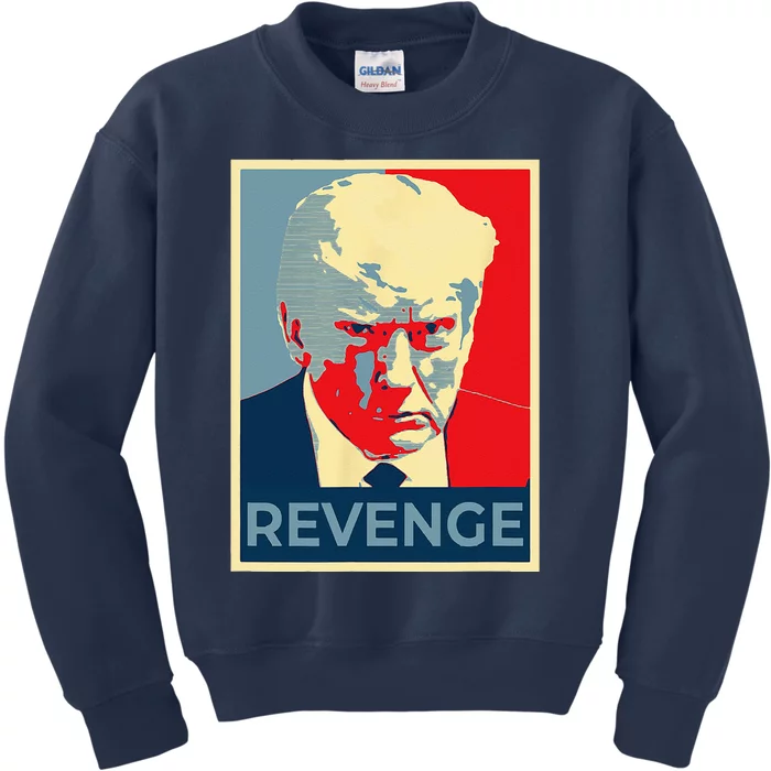 Free Donald Trump Mug Shot Republican Revenge MAGA 2024 Kids Sweatshirt