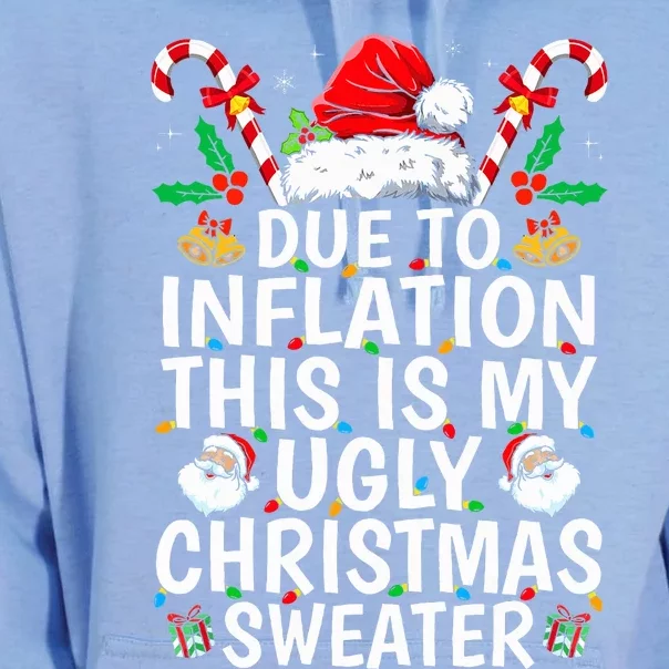 Funny Due to Inflation This is My Ugly Sweater For Christmas Unisex Surf Hoodie