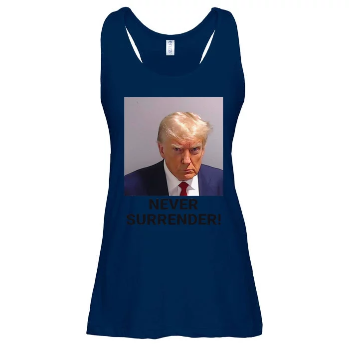 Funny Donald Trump Never Surrender Ladies Essential Flowy Tank