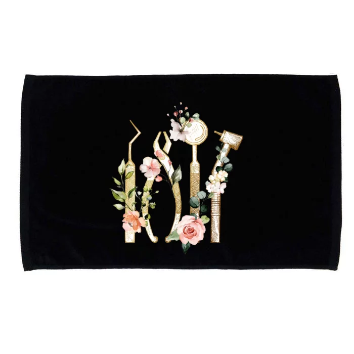 Floral Dental Tools Dentistry Teeth Doctor Dentist Life Gift Microfiber Hand Towel