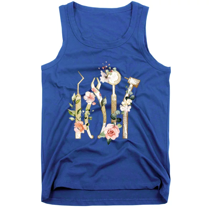 Floral Dental Tools Dentistry Teeth Doctor Dentist Life Gift Tank Top