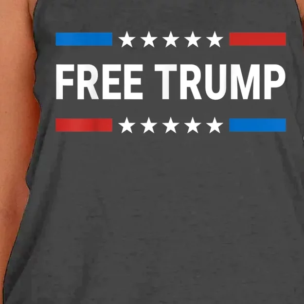 Free Donald Trump Republican Support Pro Trump American Flag Women's Knotted Racerback Tank