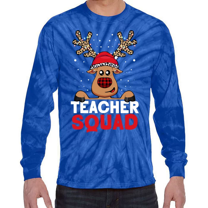 Funny Deer Teacher Christmas Reindeer Xmas Tree Magic Lover Cute Gift Tie-Dye Long Sleeve Shirt