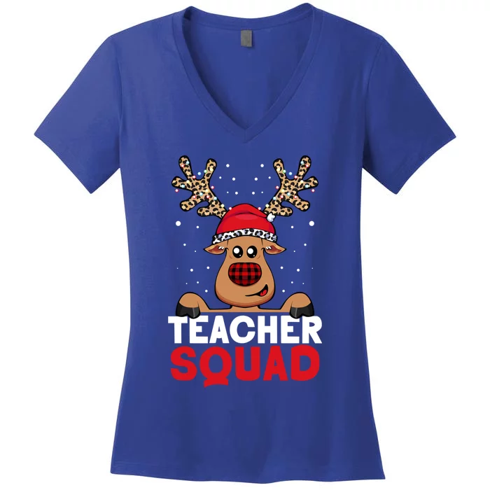 Funny Deer Teacher Christmas Reindeer Xmas Tree Magic Lover Cute Gift Women's V-Neck T-Shirt