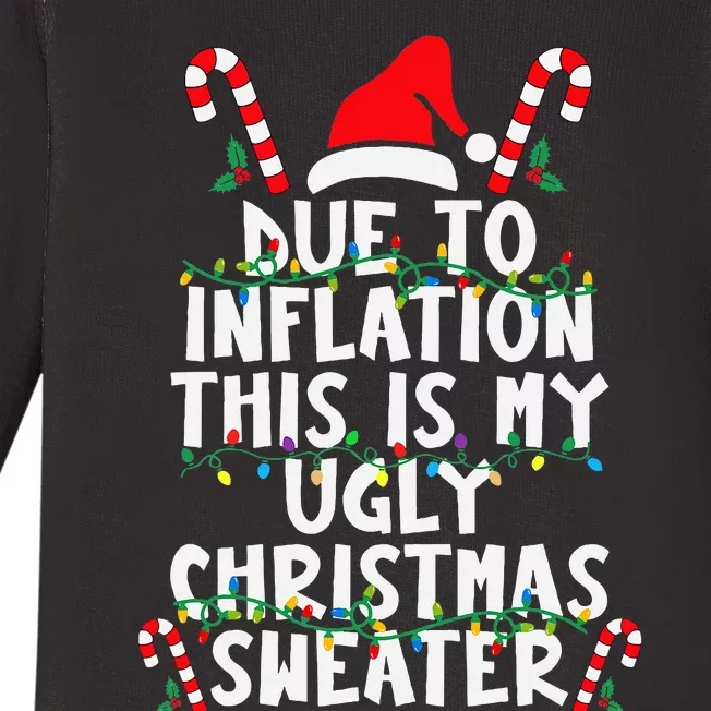 Funny Due to Inflation Ugly Christmas Sweaters Baby Long Sleeve Bodysuit