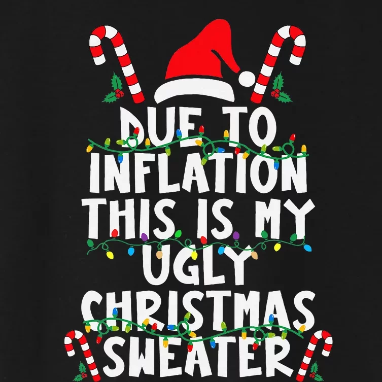 Funny Due to Inflation Ugly Christmas Sweaters Women's Crop Top Tee