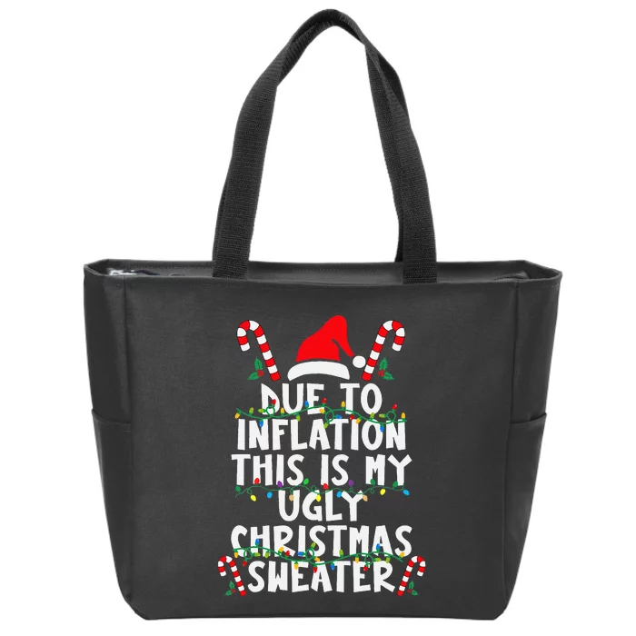 Funny Due to Inflation Ugly Christmas Sweaters Zip Tote Bag