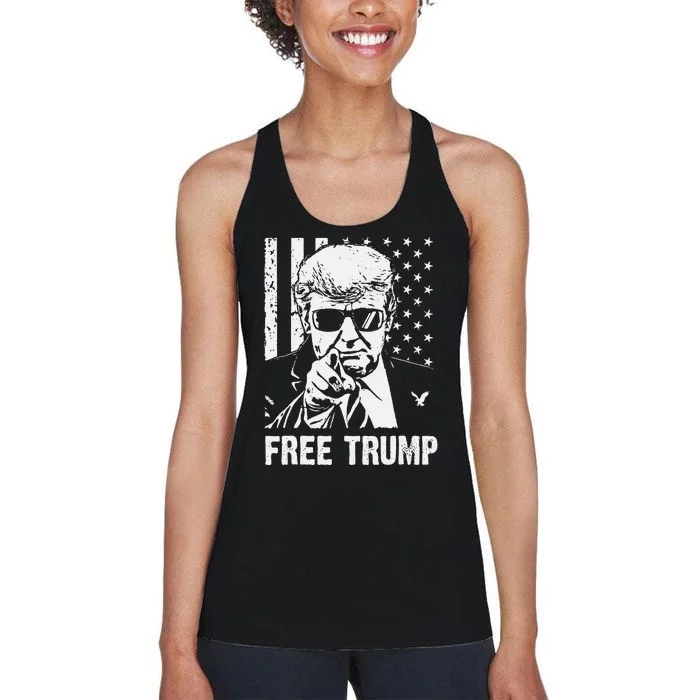 Free Donald Trump Republican Support Pro Trump American Flag Women's Racerback Tank