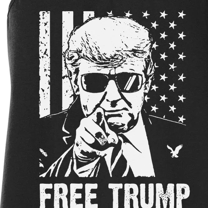 Free Donald Trump Republican Support Pro Trump American Flag Women's Racerback Tank