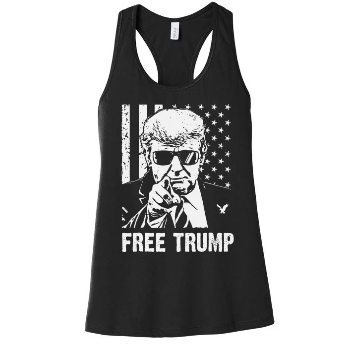 Free Donald Trump Republican Support Pro Trump American Flag Women's Racerback Tank