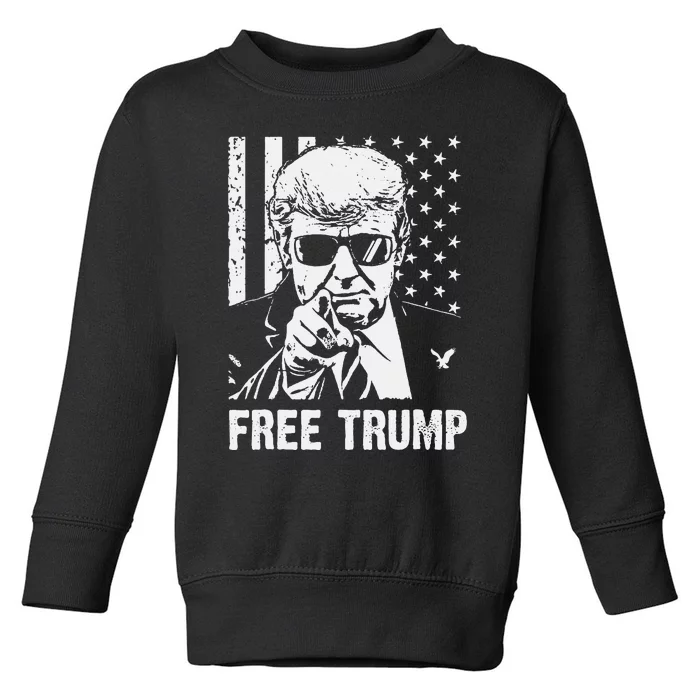 Free Donald Trump Republican Support Pro Trump American Flag Toddler Sweatshirt