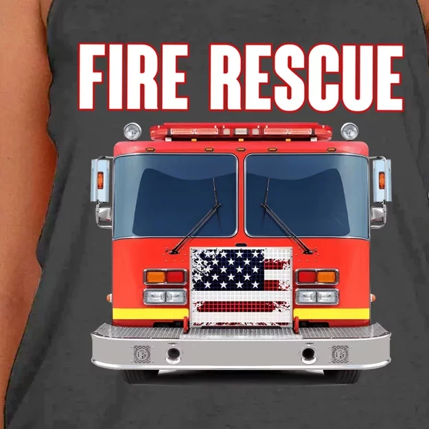 Firefighter Department Truck Fireman American Fire Rescue Women's Knotted Racerback Tank