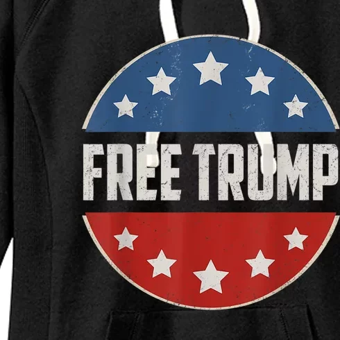 Free Donald Trump Republican Support Pro Trump American Flag Women's Fleece Hoodie