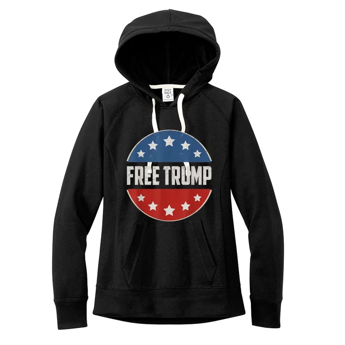 Free Donald Trump Republican Support Pro Trump American Flag Women's Fleece Hoodie