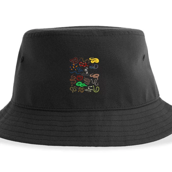 funny Different Types of Snakes Snake Sustainable Bucket Hat