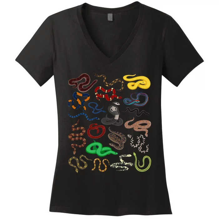 funny Different Types of Snakes Snake Women's V-Neck T-Shirt