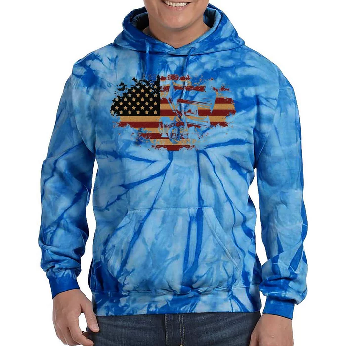 Funny Dirt Track Racing Sprint Car Vintage Usa American Flag Gift Tie Dye Hoodie