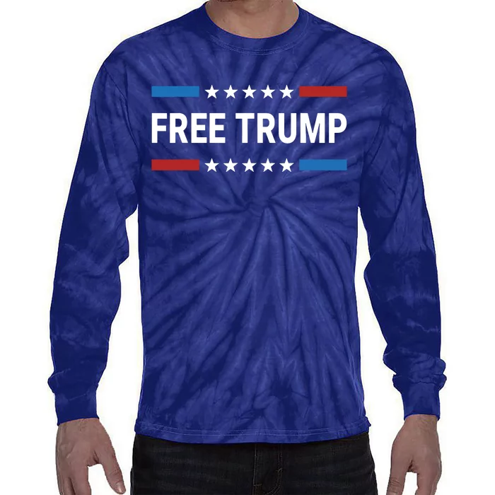 Free Donald Trump Republican Support Pro Trump American Flag Tie-Dye Long Sleeve Shirt