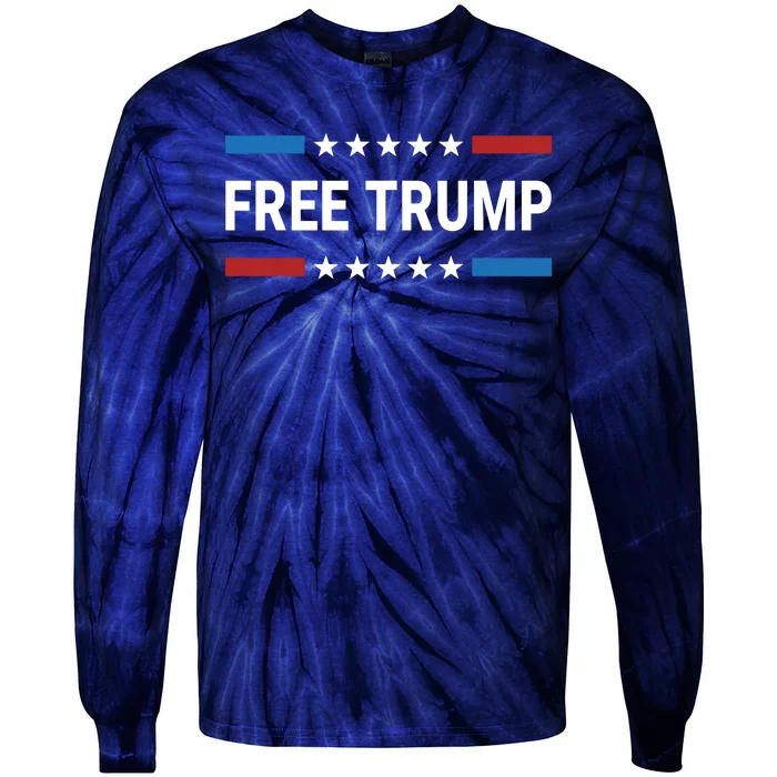 Free Donald Trump Republican Support Pro Trump American Flag Tie-Dye Long Sleeve Shirt