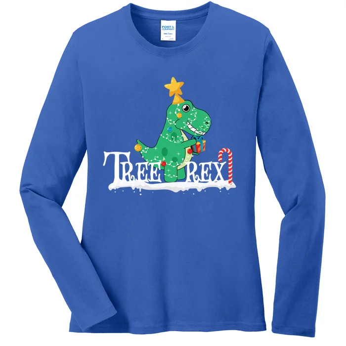 Funny Dinosaur Trex Christmas Tree Rex Meaningful Gift Ladies Long Sleeve Shirt