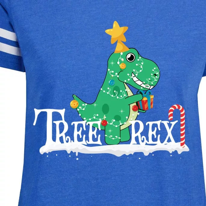 Funny Dinosaur Trex Christmas Tree Rex Meaningful Gift Enza Ladies Jersey Football T-Shirt