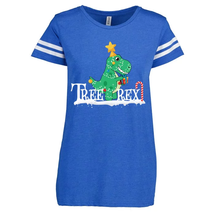 Funny Dinosaur Trex Christmas Tree Rex Meaningful Gift Enza Ladies Jersey Football T-Shirt