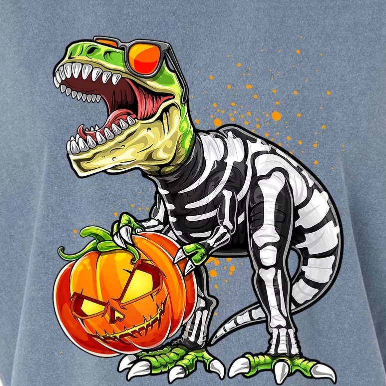 Funny Dinosaur TRex Skeleton Pumpkin Halloween Costume Gift Garment-Dyed Women's Muscle Tee