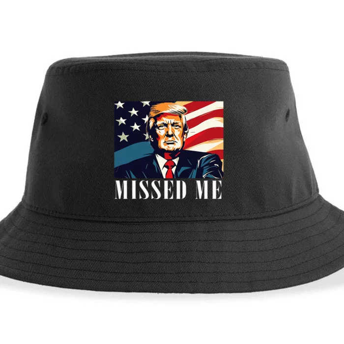 Funny Donald Trump Missed Me Assassination Attempt 2025 Sustainable Bucket Hat