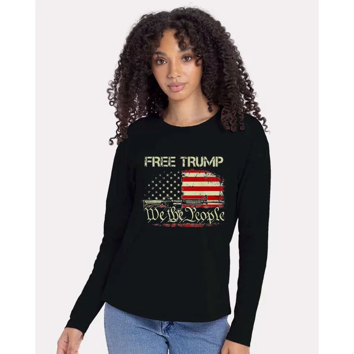 Free Donald Trump Republican Support Womens Cotton Relaxed Long Sleeve T-Shirt