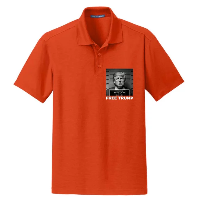 Free Donald Trump Mugshot Dry Zone Grid Performance Polo