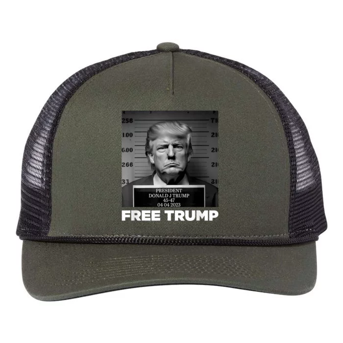 Free Donald Trump Mugshot Retro Rope Trucker Hat Cap