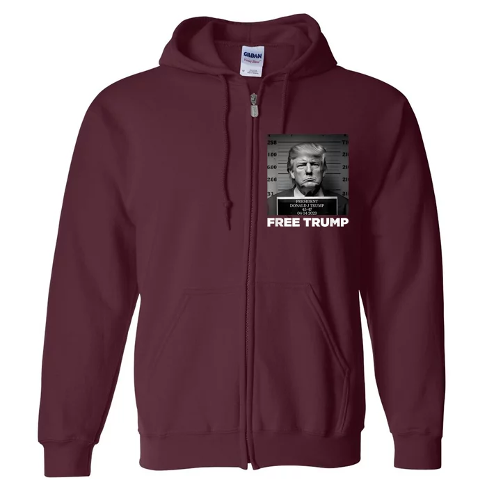 Free Donald Trump Mugshot Full Zip Hoodie