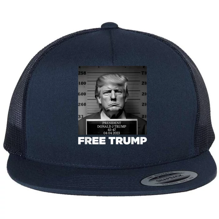 Free Donald Trump Mugshot Flat Bill Trucker Hat