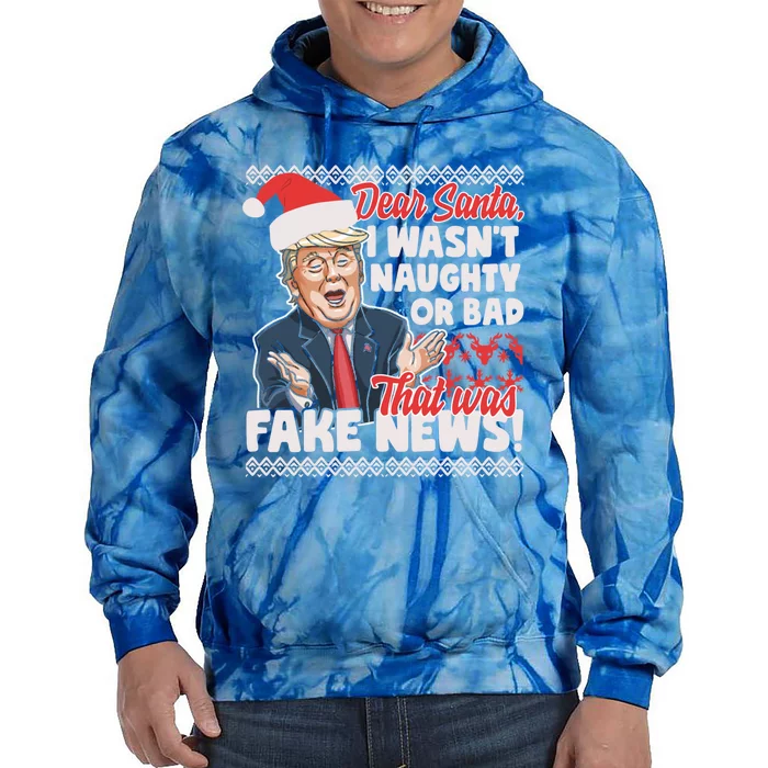 Funny Donald Trump Fake News Ugly Christmas Sweater Style Gift Tie Dye Hoodie