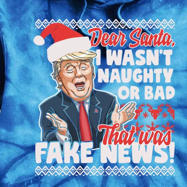 Funny Donald Trump Fake News Ugly Christmas Sweater Style Gift Tie Dye Hoodie