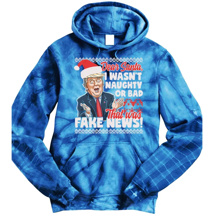 Funny Donald Trump Fake News Ugly Christmas Sweater Style Gift Tie Dye Hoodie