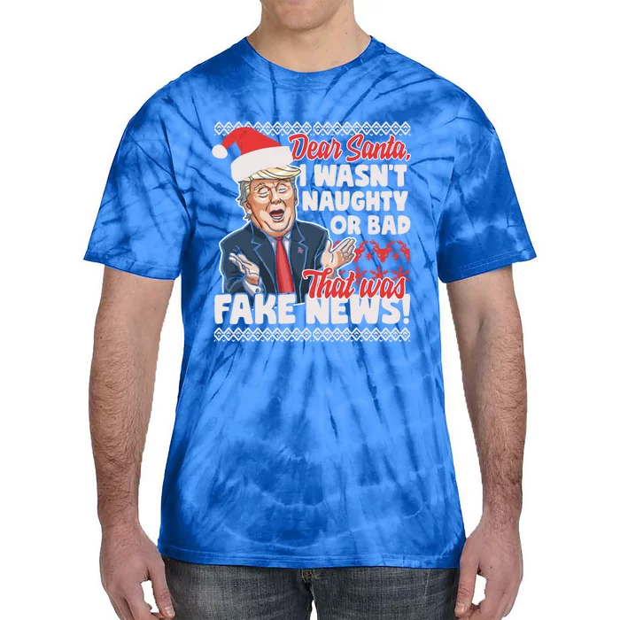 Funny Donald Trump Fake News Ugly Christmas Sweater Style Gift Tie-Dye T-Shirt