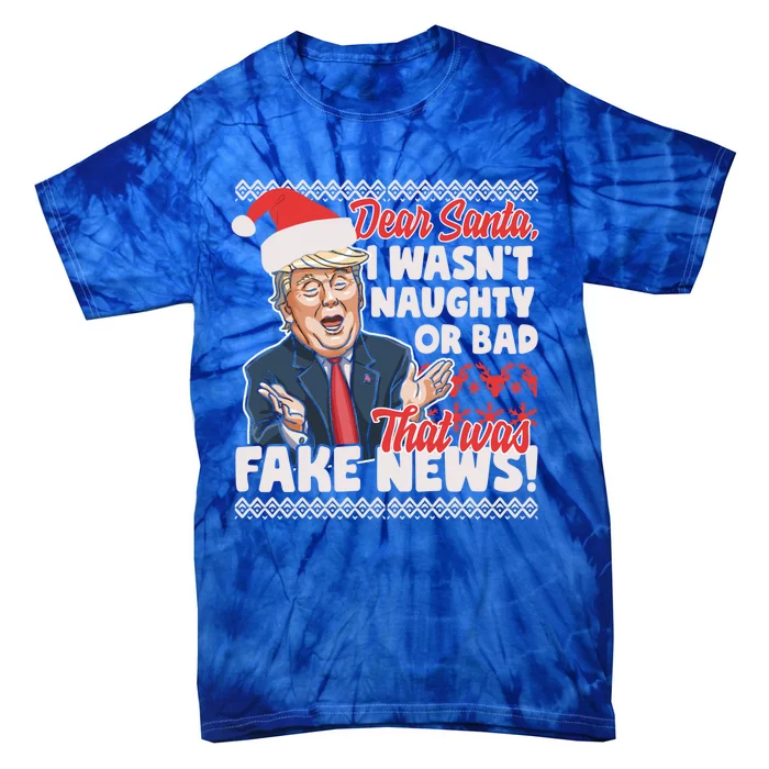 Funny Donald Trump Fake News Ugly Christmas Sweater Style Gift Tie-Dye T-Shirt