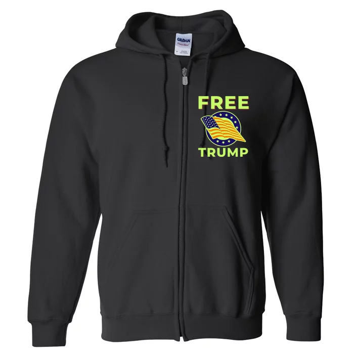 Free Donald Trump MAGA Conservative Full Zip Hoodie