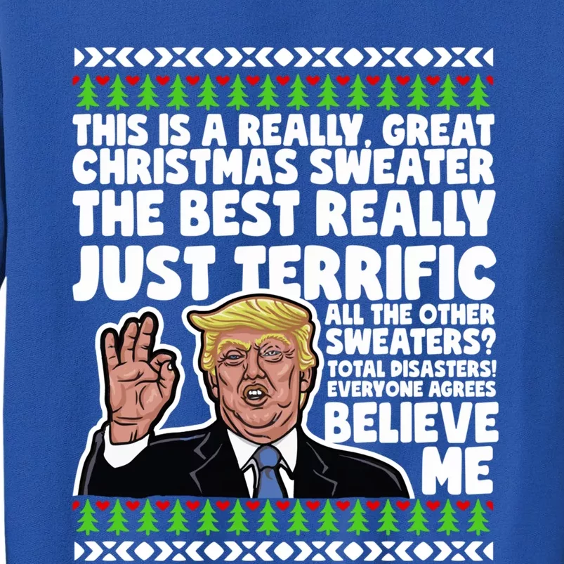 Funny Donald Trump Ugly Christmas Sweater Parody Speech Cool Gift Tall Sweatshirt