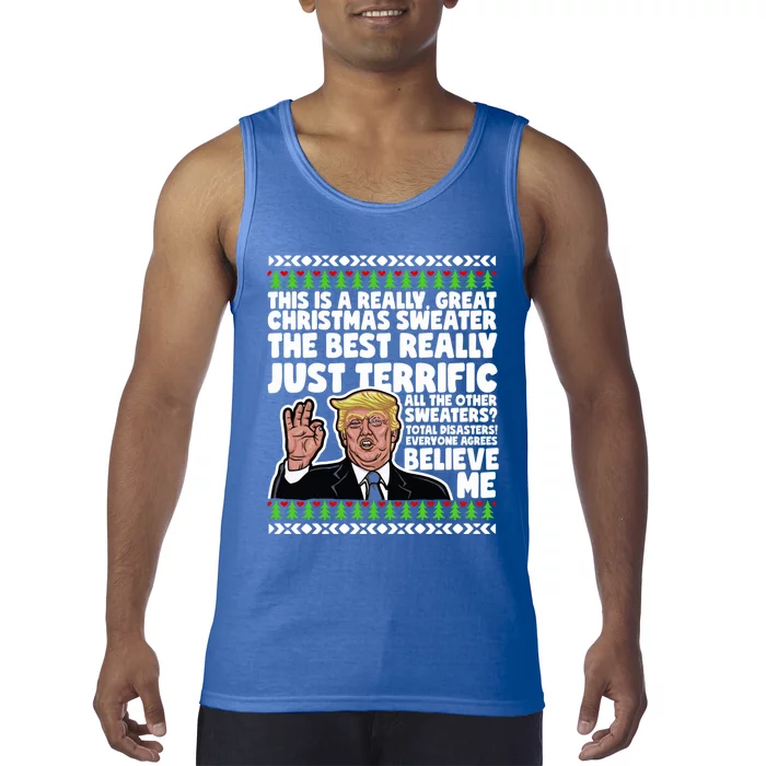 Funny Donald Trump Ugly Christmas Sweater Parody Speech Cool Gift Tank Top