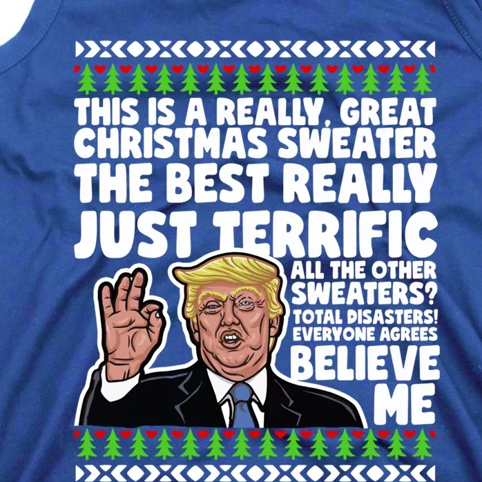 Funny Donald Trump Ugly Christmas Sweater Parody Speech Cool Gift Tank Top