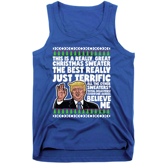 Funny Donald Trump Ugly Christmas Sweater Parody Speech Cool Gift Tank Top