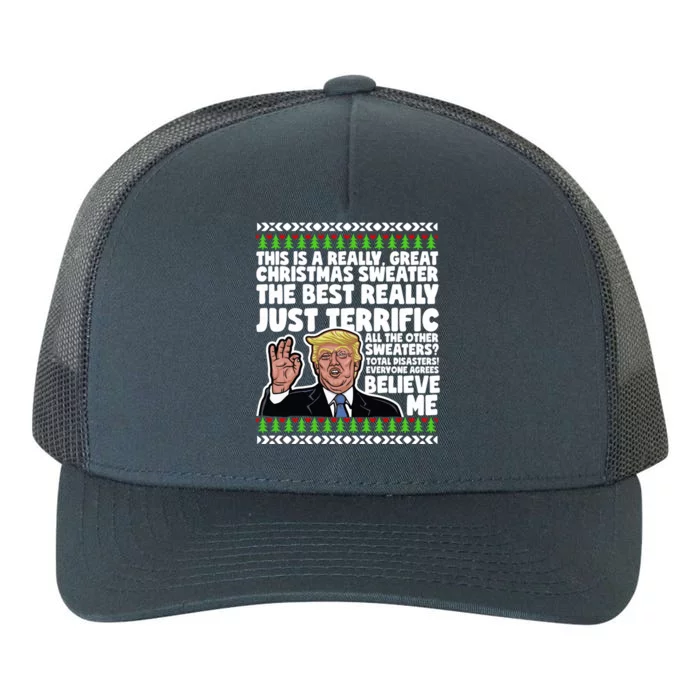 Funny Donald Trump Ugly Christmas Sweater Parody Speech Cool Gift Yupoong Adult 5-Panel Trucker Hat